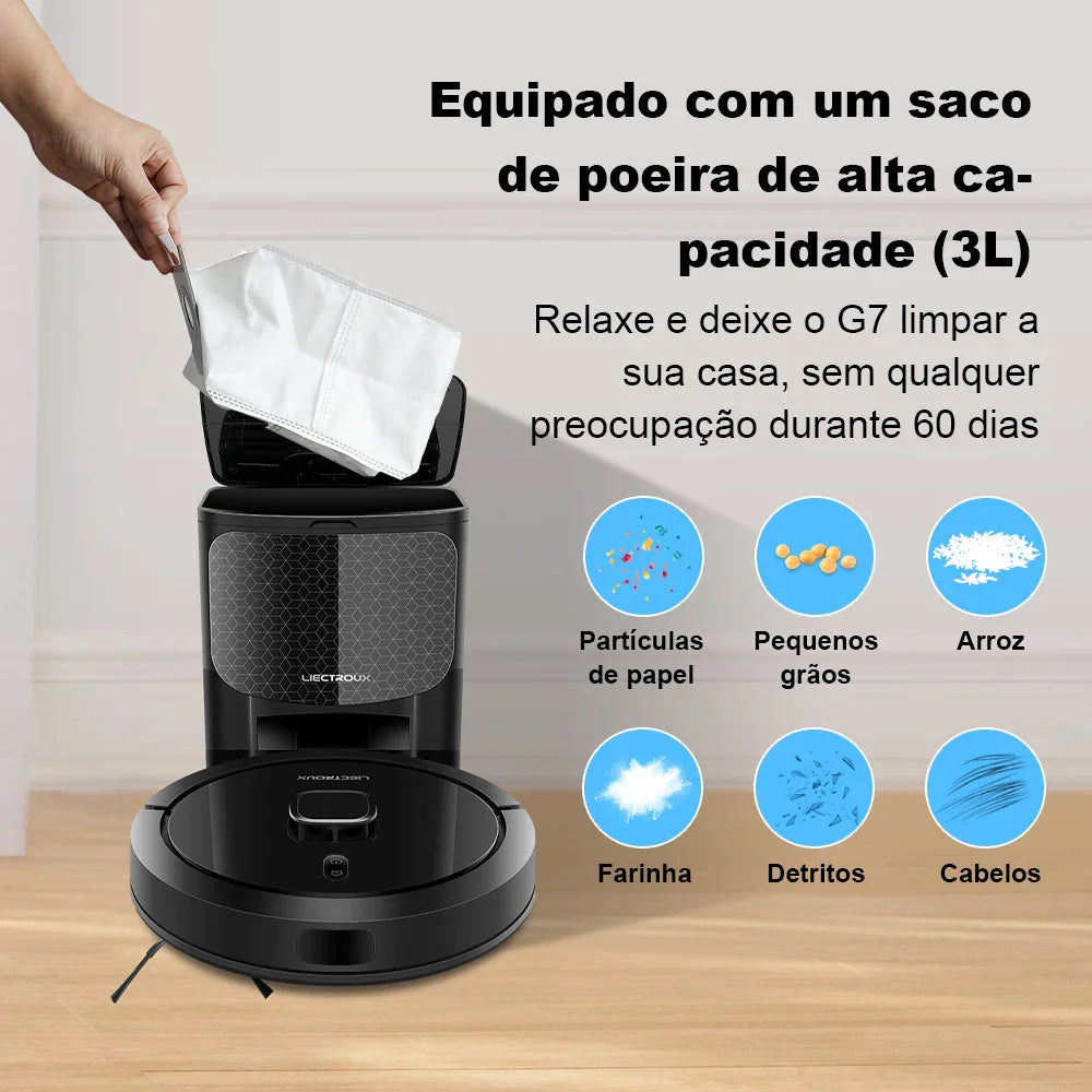Robô Aspirador G7 - Aspira Passa Pano e Controle via Aplicativo
