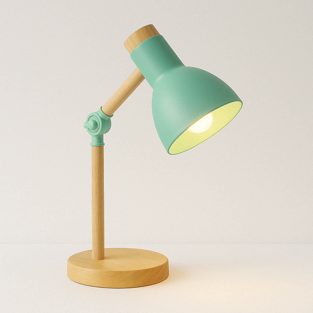 Luminária de Mesa Articulada Acabamento em Madeira