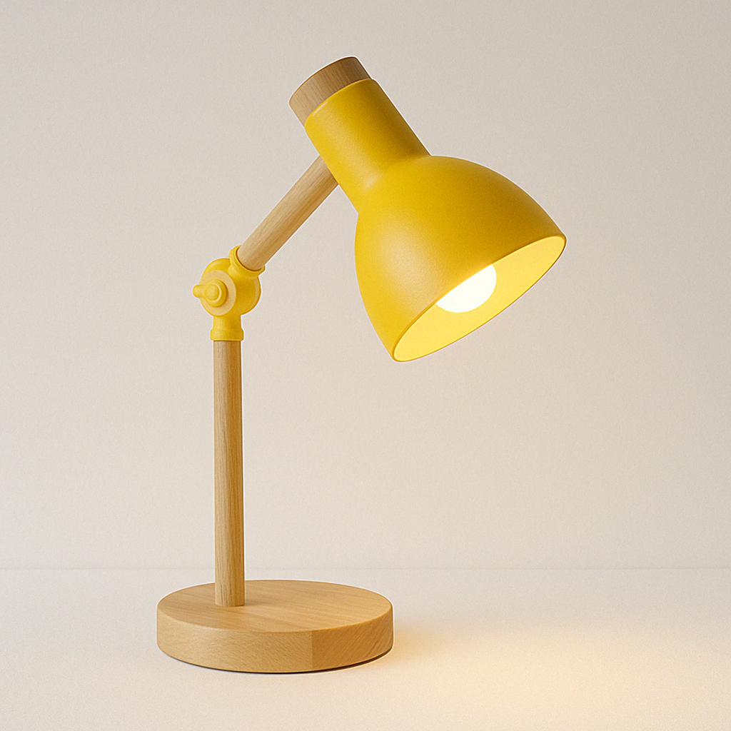 Luminária de Mesa Articulada Acabamento em Madeira