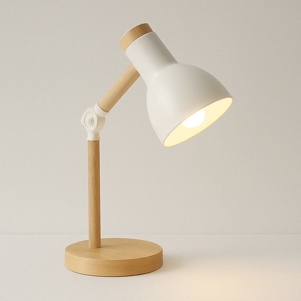 Luminária de Mesa Articulada Acabamento em Madeira