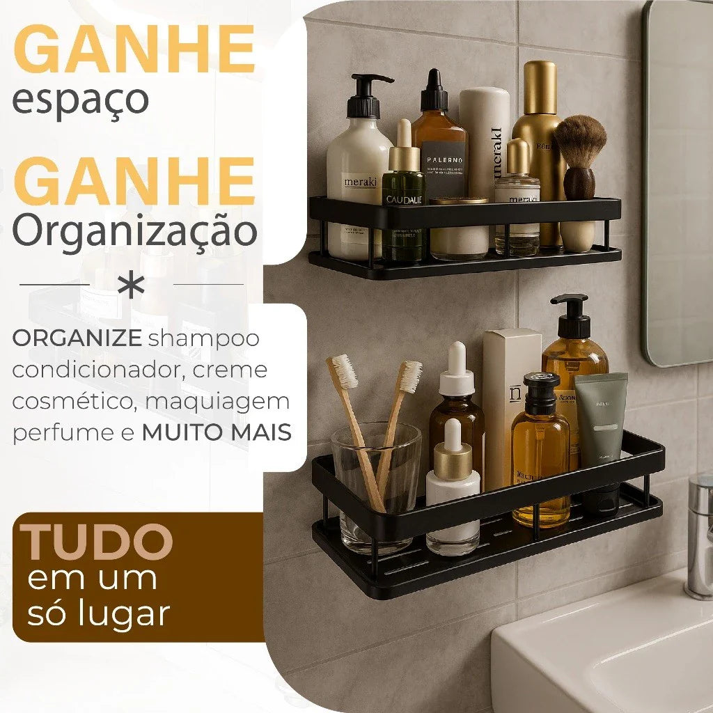 Kit 2 Prateleiras Adesivas Ultra-Fortes Para Banheiro ou Cozinha